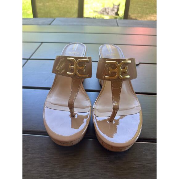 Sam Eldeman Yardlie Tan Leather Wedge Size 9.5 - Picture 2 of 5